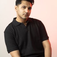 Black Ribbed Knit Polo